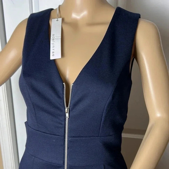 ANTHROPOLOGIE. CUT OUT MINI FIT & FLARE BLUE DRESS WITH FRONT ZIPPER - Picture 10 of 14